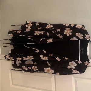 Lulu’s floral wrap dress (black, cream, marroon)